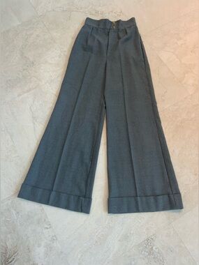 Vtg 70’s Wide Leg Gray Trousers - High Waist sz Sm